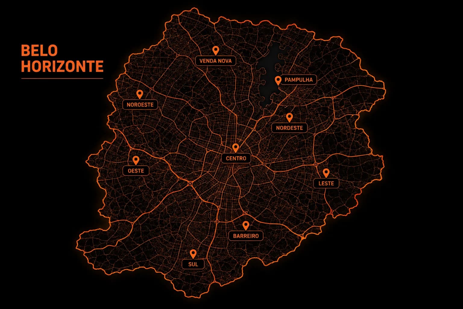 Mapa de BH com os bairros atendidos pelo BH em Dobro